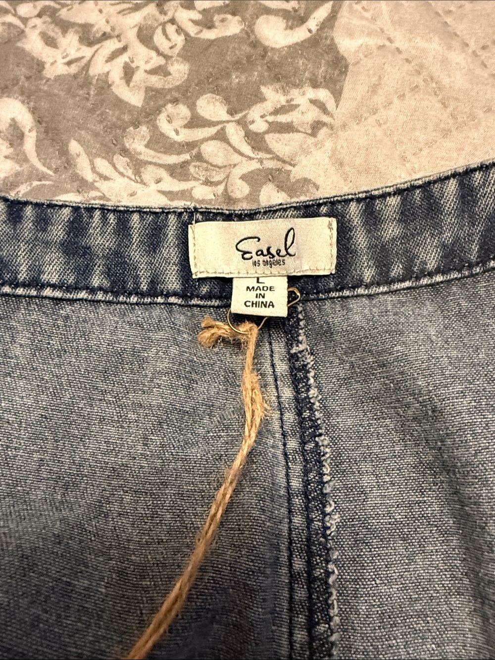easel Denim Distressed Overalls in Medium Blue - Picture 6 of 7